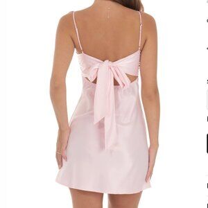 Lucy in the Sky Satin Sweetheart Neck Dress in Pink